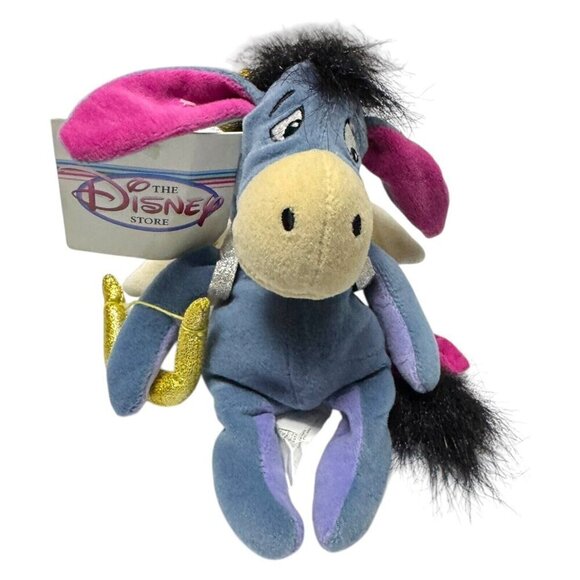 NWT 90s Disney Store CUPID EEYORE VALENTINES 9" Vintage DISNEY Mini Beanie Doll - Picture 1 of 7